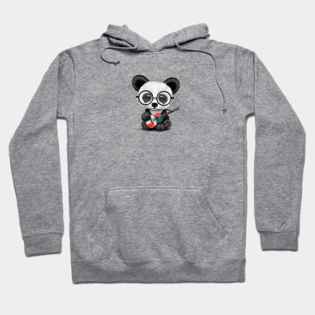 Baby Panda Playing Dominican Flag Guitar Hoodie by jeffbartels